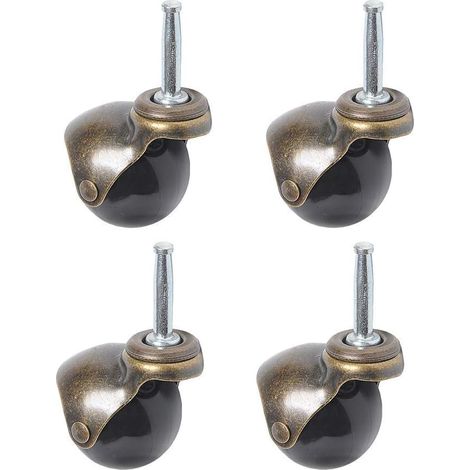 Roulettes pivotantes, roulettes à billes rotatives à 360 degrés, plaque supérieure avec couvercle, roulette pour meubles, 4 pièces (roulette à billes avec tige à anneau de préhension, 2" 50 mm)