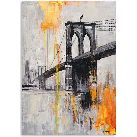 Domo Mea Dipinto Decorativo su Tela - Ponte di Brooklyn - 70 x 100 cm (1/2)