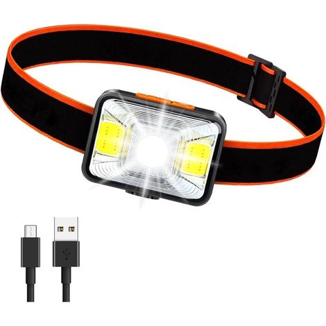 Linterna frontal recargable por USB, 1000 mAh, 1800 lux, superbrillante, con 5 modos de iluminación, IPX5, resistente al agua, para pesca, camping, ciclismo, caza y senderismo. (1/5)