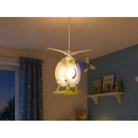 Verspielte Kinderzimmerpendelleuchte, inkl. Leuchtmittel, Design HUBSCHRAUBER