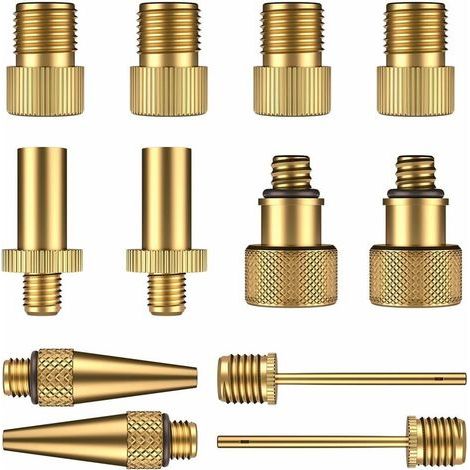 12Pcs adaptateurs pour valves, Cuivre pur sans fuite d'air, Pour vélo, Pompe à vélo et compresseurs pompes (1/3)