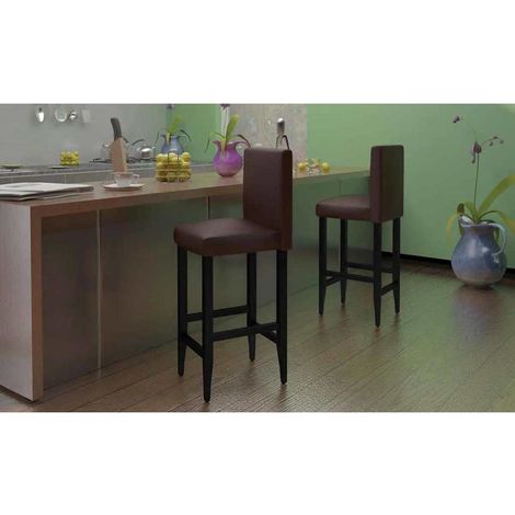 vidaXL Taburetes de cocina 4 unidades cuero sintético marrón oscuro (1/5)