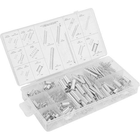 Set mit 200 Metall-Druck- und Zugfedern in 20 verschiedenen Größen, inklusive Box. (1/5)