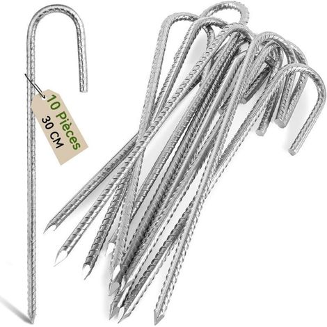 30 cm lange, robuste, rostfreie Ankerheringe aus verzinktem Stahl mit J-Haken für Trampolinzelte – geeignet für Campingplätze, Gärten, Unterstände und Schaukeln
