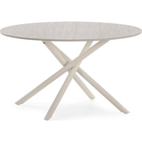 TOMA - Table basse ronde 80 cm en pierre frittée - Beige