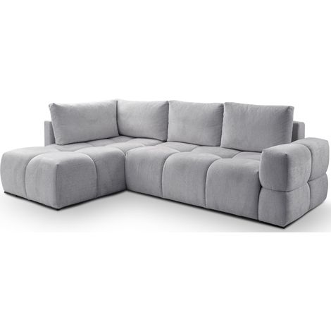 Selsey Taremi – Ecksofa Schlaffunktion, Bettkasten, hydrophober Chenille, beidseitig, Grau