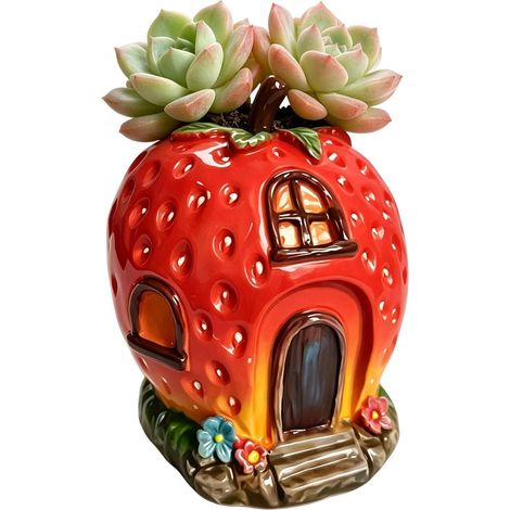 Jarrón de fresas  Bonita decoración con forma de casa de fresas (1/5)