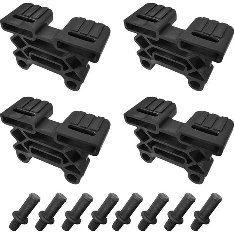 4x Support de latte triple pour Sommier 38 x 8 mm avec tenons Embout Court Flexible Fixation Lit Meuble Latte, Noir (1/5)