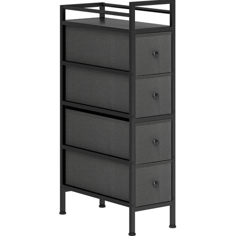 CHICFURN Cómoda estrecha de 4 cajones 20 x 43 x 81,5 cm de acero negro para espacios pequeños (1/5)