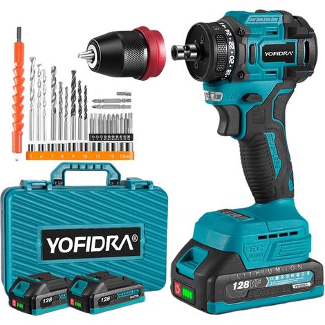 Destornillador de impacto 18 V, ajuste de 24 velocidades Destornillador a bateria,portabrocas de 10 mm, 31 accesorios en caja (1/5)