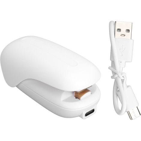 Mini soudeuse thermique portative USB rechargeable pour sachets plastique, idéale pour conserver chips et aliments. (1/5)