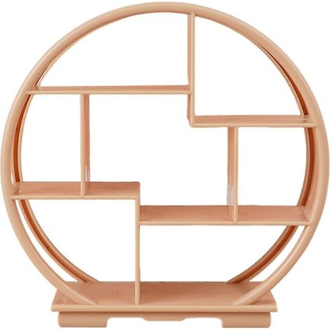 Étagère miniature de style chinois, ronde et décorative, pour maison de poupée à l'échelle 1:12-Wooden Color (1/5)
