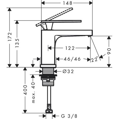 Hansgrohe 73013340 Robinet de pied 80 Tecturis E