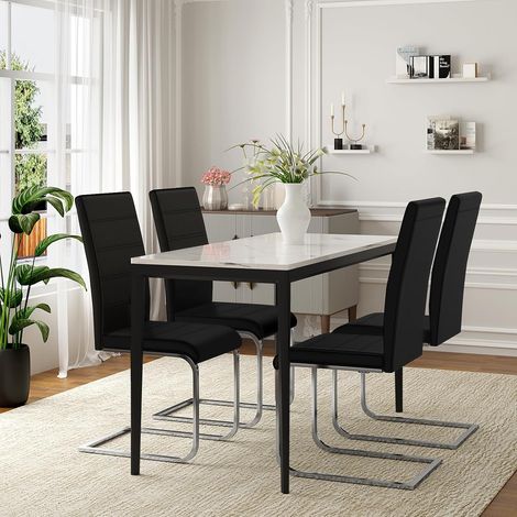 WOLTU Esszimmerstühle 2er Set, Schwingstuhl, Freischwinger Stuhl, Küchenstuhl, Polsterstuhl, mit hoher Rückenlehne, Kunstleder, für Esszimmer Esstisch Küche Wohnzimmer Büro, Schwarz