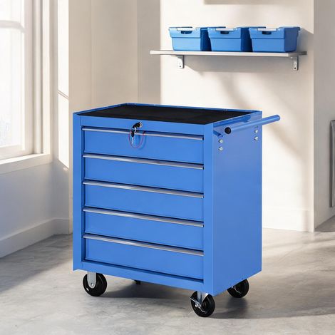Servante d'atelier coloris bleu en acier 675 x 33 x 77 cm (1/5)