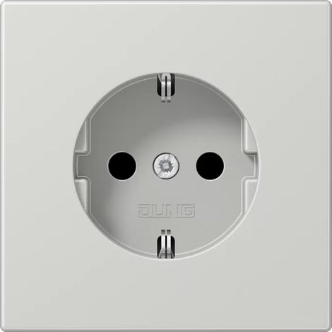 Jung SCHUKO Steckdose, 16 A 250 V , integrierter erhöhter Berührungsschutz, Duroplast, Serie LS, lichtgrau LS1520KIL (1/2)