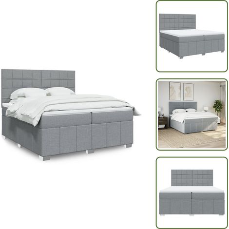 Sommier à lattes de lit avec matelas Gris clair 200x200cm Tissu - Sommier À Lattes De Lit - Sommiers À Lattes De Lit - Lit - Meuble De Chambre À Coucher (1/5)