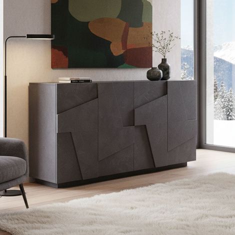 Credenza - 2 Ripiani 4 Vani, Grigio Ardesia, -, 162.4x44.2x86h cm Pasaje (1/4)