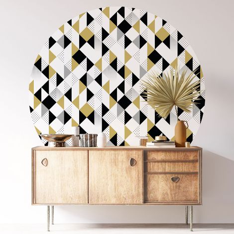 Sticker mural rond / cercle - Motif géométrique - Diamètre 30 cm - Adhésif MAT (1/3)