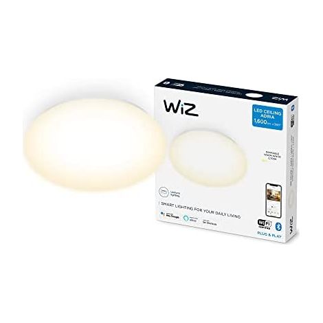 WiZ - Adria LED 17W Smart Ceiling Light, lumière blanc chaud dimmable 2700k,Wi-Fi, avec technologie SpaceSense et compatible avec Alexa et Google Home, 32cm de diamètre. (1/5)