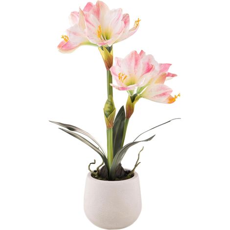 Amaryllis Artificiale con Vaso Altezza 64 cm Rosa (1/3)