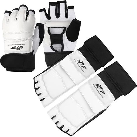 Ensemble de Gants de Boxe et Protège-Pieds Taekwondo, équipement pour Entraînement MMA, Karaté, Arts Martiaux, Sac de Frappe, Kickboxing, Combat (1/5)