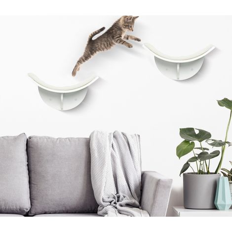 Estante para gatos, de pared, superficie blanda para tumbarse, soporta hasta 10 kg, 41x28x21 cm, blanco