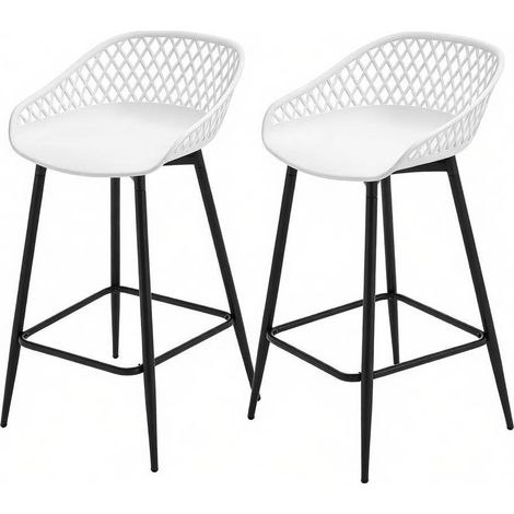 Lot de 2 tabourets de bar ergonomiques en PP avec repose-pieds et dossier ajouré, 47x84x48,5 cm, charge 150 kg (1/5)