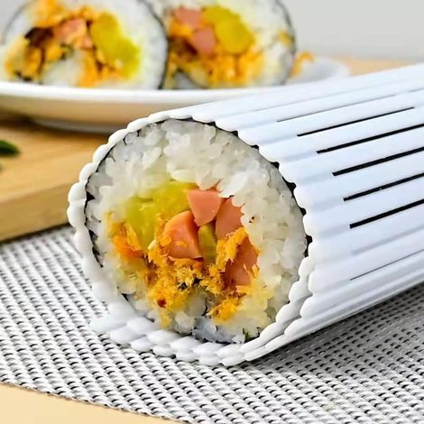 Tappetino per sushi in plastica PP riutilizzabile, ideale per arrotolare il sushi, un kit per preparare il sushi a casa o per decorare torte. (1/5)
