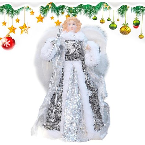 Angel Tree Topper, Christmas Treetop Figurine, Angel Christmas Ornament Christmas Tree Angel, Angel Tree Figurine, Christmas Angel Ornament Angel Tree Top Figurine with Wings for Christmas Tree Dec (1/5)