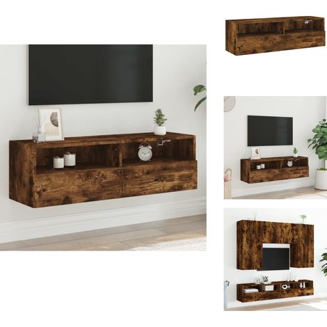 Meuble TV mural chêne fumé 100x30x30 cm bois d'ingénierie - Armoire Tv Murale - Meuble Tv Suspendu - Meuble Tv Design - Rangement Tv - Meuble Tv Moderne (1/5)
