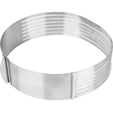 Moule à gâteau rond télescopique réglable en acier inoxydable, de 23 à 30 cm, pour mousse et mousse. (1/5)