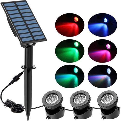 Solar Pond Lights, LED Underwater Lights, Waterproof Lighting, High Brightness Light Sensor for Pond/Garden/Outdoor