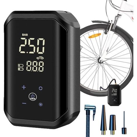 Pompa ad aria portatile, gonfiatore per pneumatici di bicicletta, pompa elettrica con display digitale per pneumatici di auto, attrezzature sportive e motociclette