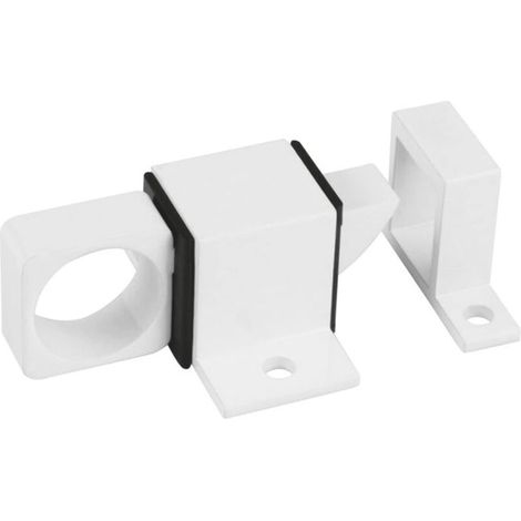 Verrou en applique pour fenêtres, loqueteau à douille avec gâche pour fermeture horizontale ou verticale, en aluminium finition en blanc, tire-fonds inclus (1/4)