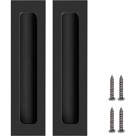 2 maniglie invisibili nere per porte scorrevoli, a incasso, con viti incluse. (1/4)