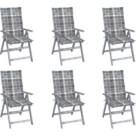 Chaises inclinables de jardin 6 pcs avec coussins Bois d'acacia 9 (1/5)
