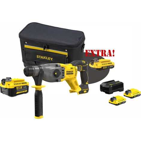 Kit Martello Tassellatore sds-plus 18V V20 Brushless SFMCH900B + Batteria al Litio 18 Volt LI-Ion 4.0 Ah V20 SFMCB204 + Set energia + EXTRA OMAGGI FATMAXB. STANLEYB.