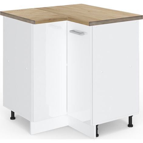 Mobile ad angolo cucina R-Line, Bianco lucido, 75.6 cm , PL Rovere, Vicco