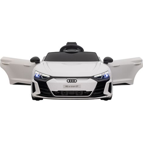 Coche eléctrico infantil Audi RS e-tron GT blanco con cinturón, mando, luces y música (1/5)