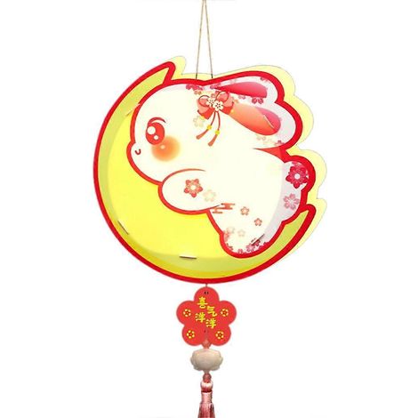 Lanterne lapin lumineuse DIY portable - design nuage pour fête de la Mi-Automne, cadeau enfant mignon - lapin phosphorescent, décoration créative. (1/4)