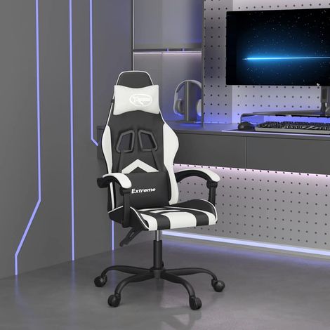 vidaXL Chaise de jeu pivotante Noir et blanc Similicuir (1/5)