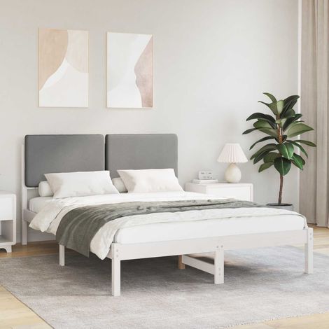 Estructura de Cama con Cabecera Tapizada Gris Claro