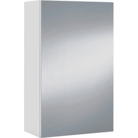 Pensile Bagno Con Anta A Specchio E Ripiani Interni Mobile Sospeso Salvaspazio In Melaminico Arredo Bagno Moderno Minimal Elegante 65 X 40 X 21 Cm Bianco (1/5)