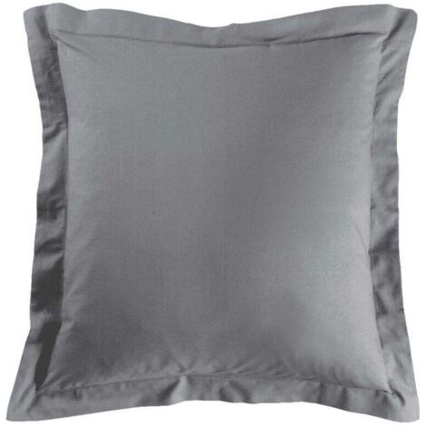 QORVA-Taie d'oreiller carrée - 5050 cm - 57 fils - Uni Gris(4pcs) (1/4)