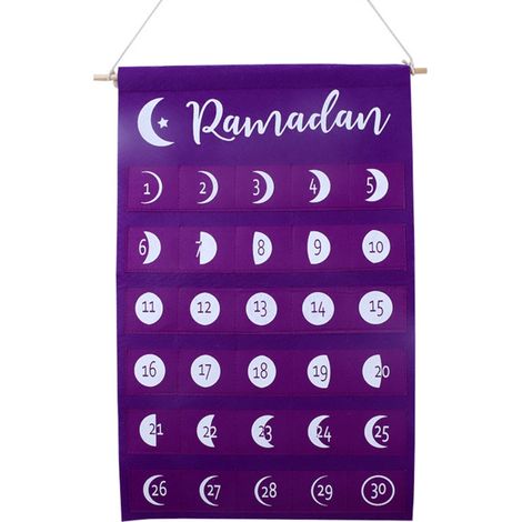 1 Calendrier de l'Avent en feutre, 30 poches, décoration murale Ramadan, motif château, accessoire fête (1/5)