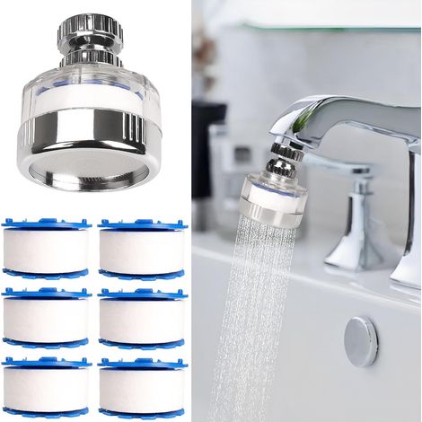 7-teiliger Spülbecken-Wasserfilter mit Filterelement-Set, universeller Spülbecken-Wasserhahnfilter, 360° drehbar, entfernt Fluorid-Hartwasser, Leitungswasserfilter für die Küchenspüle zu Hause (1/5)