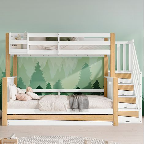 Litera 120x200 cm de madera y MDF blanco con cama nido, sin colchón – MEUBLIV (1/5)