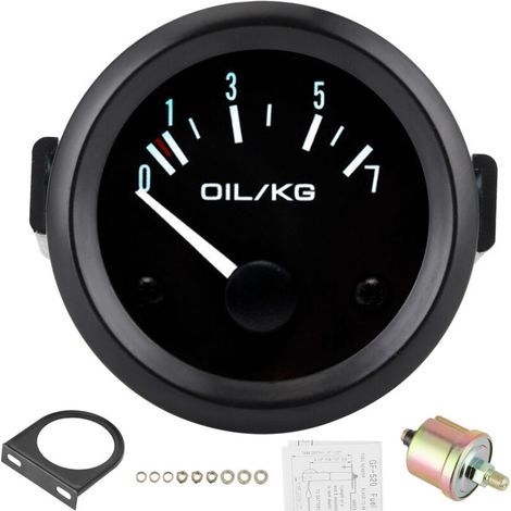 Jauge de pression d'huile universelle 12V 07kg/cm 52mm Dia Instrument de voiture avec capteur lumière LED blanche (1/5)