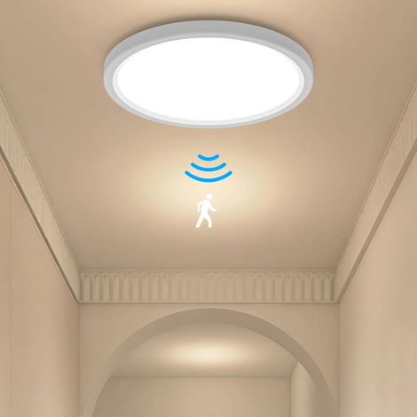 Plafonnier avec Détecteur de Mouvement, 18W Plafonnier LED Rond avec Radar Détecteur de Mouvement pour Couloir Escalier Cuisine Cébarras Cave, 3000K, 4000K, 6500K (1/5)